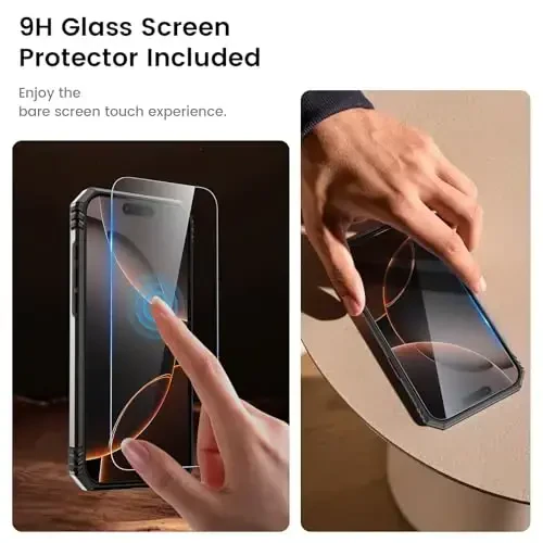 Goton iPhone 16 Pro Max uchun mos keladigan g'ilof, ekran himoyachisi bilan - Slayd kamerali qopqoqli himoya telefon g'ilofi, halqali tirgakli, zarbaga chidamli, iPhone 16 Promax aksessuarlari uchun. - 4