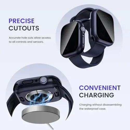 Goton Privacy Suv o'tkazmaydigan Case Apple Watch Screen Protector 40mm Series 6/5/4, SE 3/2/1 bilan mos keladi, iWatch Accessories uchun Anti Spy Face Cover Back Bumper - 5