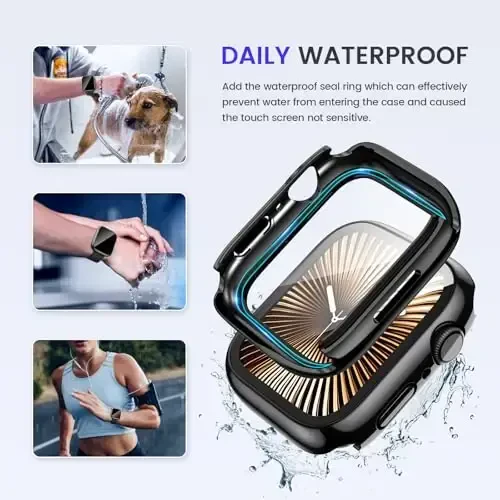 Goton Privacy Waterproof Case Compatible for Apple Watch Series 11/10 Screen Protector 42mm, Anti Spy Face Cover Back Bumper for iWatch Accessories - 4