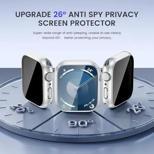 Goton Privacy Suv o'tkazmaydigan g'ilof Apple Watch Screen Protector 41mm Series 9/8/7 bilan mos keladi, iWatch Accessories uchun Anti Spy Face Cover Back Bumper - 3