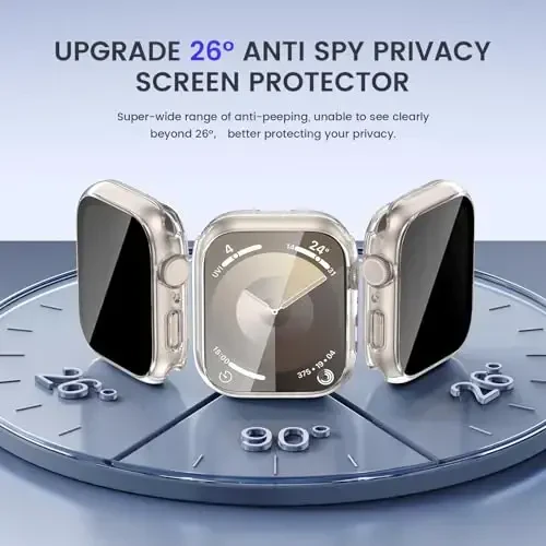 Goton Privacy Suv o'tkazmaydigan g'ilof Apple Watch Screen Protector 41mm Series 9/8/7 bilan mos keladi, iWatch aksessuarlari uchun Anti Spy Face Cover orqa bamperi - 4