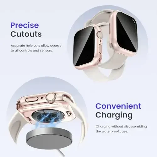 Goton Privacy Waterproof Case Apple Watch Screen Protector 46mm 42mm 45mm 44mm 41mm 40mm Ultra 2 49mm SE Series 10 9 8 7 6 5 4 bilan mos keladi, iWatch Accessories uchun Anti Spy Face Cover Back Bumper - 6