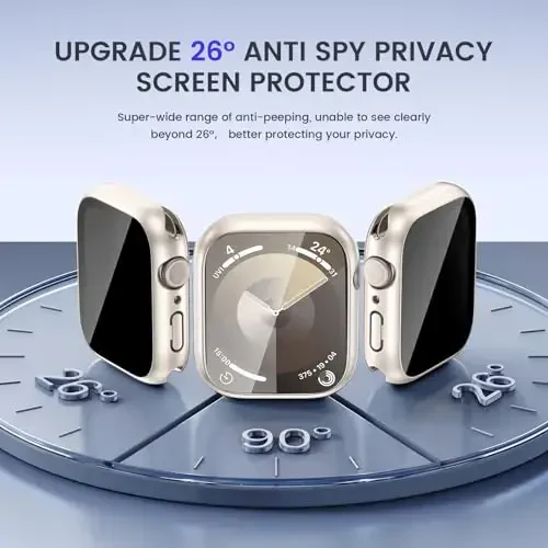 Goton Privacy Waterproof Case Apple Watch Screen Protector 46mm 42mm 45mm 44mm 41mm 40mm Ultra 2 49mm SE Series 10 9 8 7 6 5 4 bilan mos keladi, iWatch Accessories uchun Anti Spy Face Cover Back Bumper - 4
