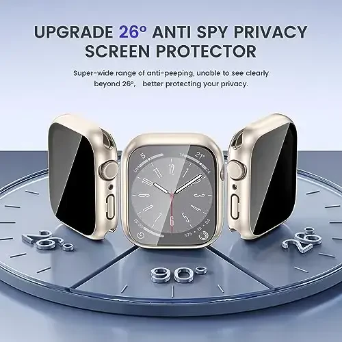 Goton Privacy Waterproof Case Apple Watch Screen Protector 46mm 42mm 45mm 44mm 41mm 40mm Ultra 2 49mm SE Series 10 9 8 7 6 5 4 uchun mos, Anti Spy Face Cover iWatch Accessories uchun orqa bamper - 4