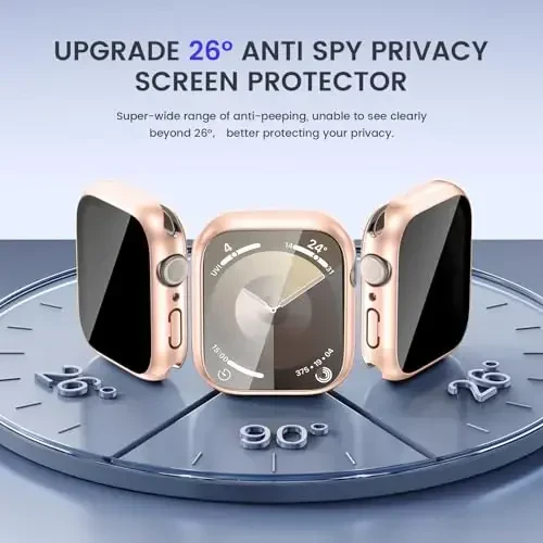 Goton Privacy Waterproof Case Apple Watch Screen Protector 46mm 42mm 45mm 44mm 41mm 40mm Ultra 2 49mm SE Series 10 9 8 7 6 5 4 uchun mos, Anti Spy Face Cover iWatch Accessories uchun orqa bamper - 4