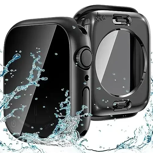 Goton Privacy Waterproof Case Apple Watch Screen Protector 46mm 42mm 45mm 44mm 41mm 40mm Ultra 2 49mm SE Series 10 9 8 7 6 5 4 uchun mos, Anti Spy Face Cover iWatch Accessories uchun orqa bamper - MODAZONE