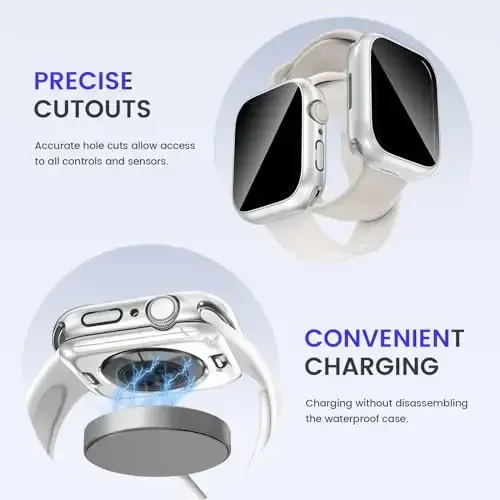 Goton Privacy Waterproof Case Apple Watch Screen Protector 46mm 42mm 45mm 44mm 41mm 40mm Ultra 2 49mm SE Series 10 9 8 7 6 5 4 uchun mos, iWatch Accessories uchun Anti Spy Face Cover Back Bumper - 6