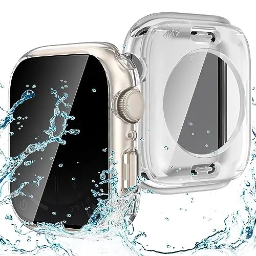 Goton Privacy Waterproof Case Apple Watch Screen Protector 46mm 42mm 45mm 44mm 41mm 40mm Ultra 2 49mm SE Series 10 9 8 7 6 5 4 uchun mos, iWatch Accessories uchun Anti Spy Face Cover Back Bumper 