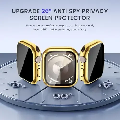 Goton Privacy Waterproof Case Compatible for Apple Watch Screen Protector 44mm Series 6/5/4, SE 3/2/1, Anti Spy Face Cover Back Bumper for iWatch Accessories - 3