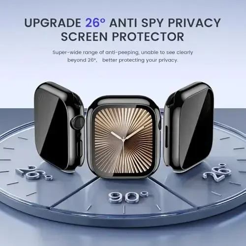 Goton Privacy Waterproof Case Apple Watch Screen Protector 46mm 42mm 45mm 44mm 41mm 40mm Ultra 2 49mm SE Series 10 9 8 7 6 5 4 uchun mos, iWatch aksessuarlari uchun Anti Spy Face Cover Back Bumper - 3