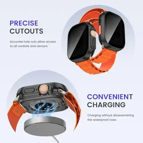 Goton Privacy Waterproof Case Apple Watch Screen Protector 46mm 42mm 45mm 44mm 41mm 40mm Ultra 2 49mm SE Series 10 9 8 7 6 5 4 uchun mos, iWatch Aksessuarlari uchun Anti Spy Face Cover Back Bumper - 6