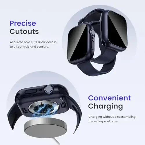 Goton Privacy Waterproof Case Apple Watch Series 11/10 Screen Protector 46mm bilan mos keladi, Anti Spy Face Cover iWatch Accessories uchun orqa bamper - 6