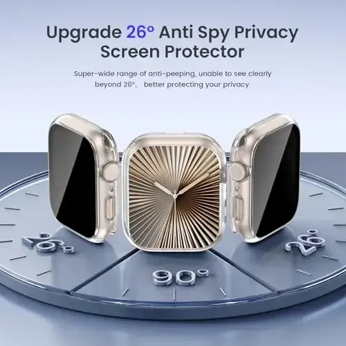 Goton Privacy Waterproof Case Apple Watch Series 11/10 Screen Protector 46mm bilan mos keladi, Anti Spy Face Cover iWatch Accessories uchun orqa bamper - 3