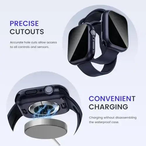 Goton Privacy Waterproof Case Compatible for Apple Watch Screen Protector 40mm Series 6/5/4, SE 3/2/1, Anti Spy Face Cover Back Bumper for iWatch Accessories - 5
