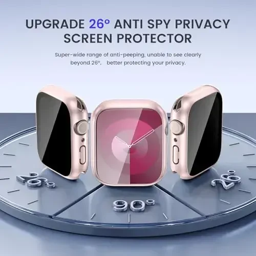 Goton Privacy Waterproof Case Compatible for Apple Watch Screen Protector 41mm Series 9/8/7, Anti Spy Face Cover Back Bumper for iWatch Accessories - 3