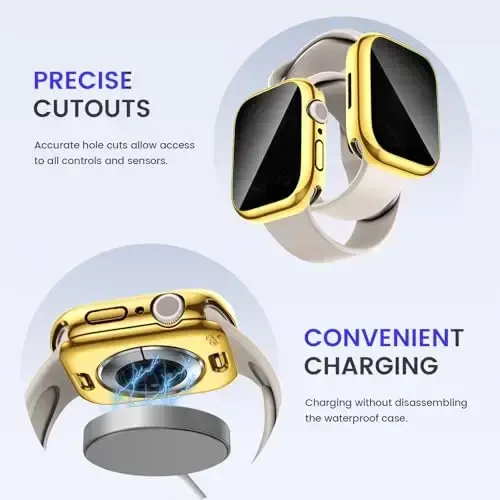 Goton Privacy Waterproof Case Compatible for Apple Watch Screen Protector 44mm Series 6/5/4, SE 3/2/1, Anti Spy Face Cover Back Bumper for iWatch Accessories - 5