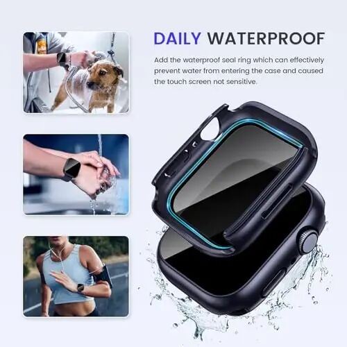 Goton Privacy Waterproof Case Compatible for Apple Watch Screen Protector 44mm Series 6/5/4, SE 3/2/1, Anti Spy Face Cover Back Bumper for iWatch Accessories - GOTON (1)