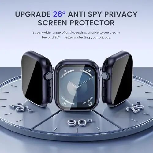 Goton Privacy Waterproof Case Compatible for Apple Watch Screen Protector 44mm Series 6/5/4, SE 3/2/1, Anti Spy Face Cover Back Bumper for iWatch Accessories - 3