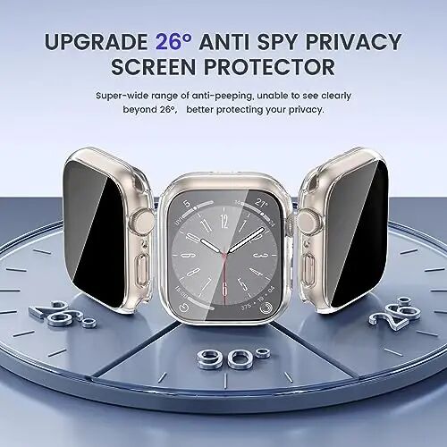 Goton Privacy Waterproof Case Compatible for Apple Watch Screen Protector 46mm 42mm 45mm 44mm 41mm 40mm Ultra 2 49mm SE Series 10 9 8 7 6 5 4, Anti Spy Face Cover Back Bumper for iWatch Accessories - 3