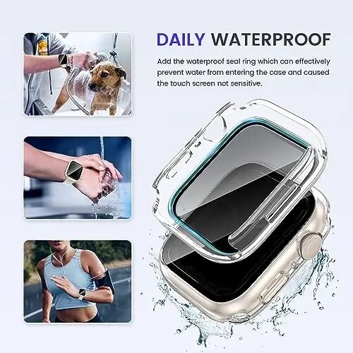 Goton Privacy Waterproof Case Compatible for Apple Watch Screen Protector 46mm 42mm 45mm 44mm 41mm 40mm Ultra 2 49mm SE Series 10 9 8 7 6 5 4, Anti Spy Face Cover Back Bumper for iWatch Accessories - 4