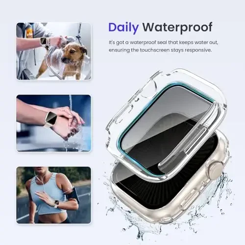 Goton Privacy Waterproof Case Compatible for Apple Watch Screen Protector 46mm 42mm 45mm 44mm 41mm 40mm Ultra 2 49mm SE Series 10 9 8 7 6 5 4, Anti Spy Face Cover Back Bumper for iWatch Accessories - 3