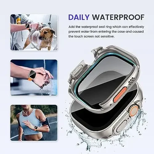 Goton Privacy Waterproof Case Compatible for Apple Watch Screen Protector 46mm 42mm 45mm 44mm 41mm 40mm Ultra 2 49mm SE Series 10 9 8 7 6 5 4, Anti Spy Face Cover Back Bumper for iWatch Accessories - 5