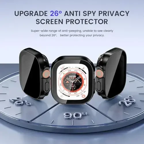 Goton Privacy Waterproof Case Compatible for Apple Watch Screen Protector 46mm 42mm 45mm 44mm 41mm 40mm Ultra 2 49mm SE Series 10 9 8 7 6 5 4, Anti Spy Face Cover Back Bumper for iWatch Accessories - 3