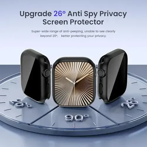 Goton Privacy Waterproof Case Compatible for Apple Watch Screen Protector 46mm 42mm 45mm 44mm 41mm 40mm Ultra 2 49mm SE Series 10 9 8 7 6 5 4, Anti Spy Face Cover Back Bumper for iWatch Accessories - 4