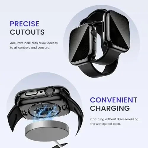 Goton Privacy Waterproof Case Compatible for Apple Watch Series 11/10 Screen Protector 42mm, Anti Spy Face Cover Back Bumper for iWatch Accessories - 6