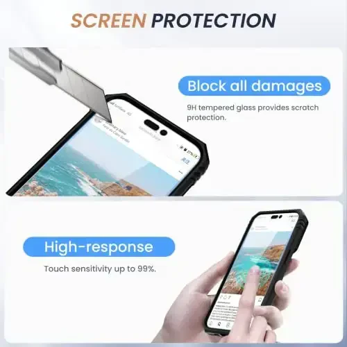 Goton Only for iPhone 14 Pro Max Case with Screen Protector - Slide Camera Cover with Ring Stand, Heavy Duty Military Grade Shockproof Rugged Accessories for iPhone 14Promax Green - 6