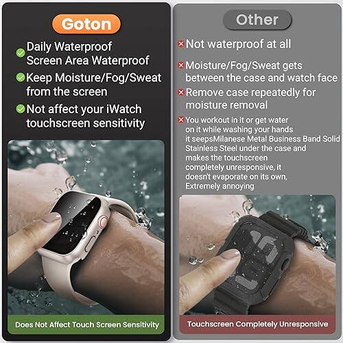 Goton Su Geçirmez Gizlilik Kılıfı Apple Watch Series 9 8 7 6 5 4 SE Ultra 40mm 44mm 41mm 45mm 49mm için, Sert PC Çerçeve Temperli Cam Ekran Koruyucu iWatch Kılıf Aksesuarları, 41mm Şeffaf Yıldız Işığı - 2