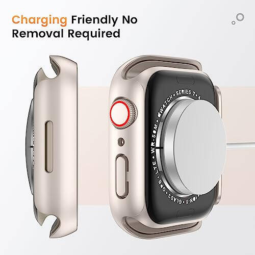 Goton Su Geçirmez Gizlilik Kılıfı Apple Watch Series 9 8 7 6 5 4 SE Ultra 40mm 44mm 41mm 45mm 49mm için, Sert PC Çerçeve Temperli Cam Ekran Koruyucu iWatch Kılıf Aksesuarları, 41mm Şeffaf Yıldız Işığı - 5