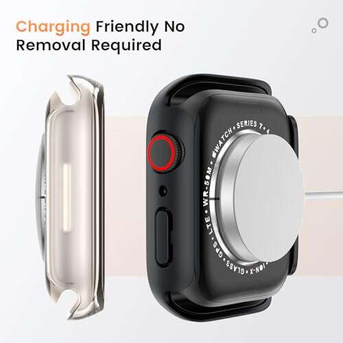 Goton Su Geçirmez Gizlilik Kılıfı Apple Watch Series 9 8 7 6 5 4 SE Ultra 40mm 44mm 41mm 45mm 49mm için, Sert PC Çerçeve Temperli Cam Ekran Koruyucu iWatch Kılıf Aksesuarları, 44mm Şeffaf Siyah - 5