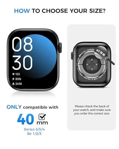 Goton Water-Resistant Screen Protector Case for Apple Watch 40mm SE/6/5/4 | Hard PC Case with Tempered Glass & Hollow Back Cover for SE 3/2/1 & Series 6/5/4, IP67 Waterproof & Anti-Fog Sensitive Touch - Goton (1)