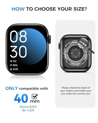 Goton Water-Resistant Screen Protector Case for Apple Watch 40mm SE/6/5/4 | Hard PC Case with Tempered Glass & Hollow Back Cover for SE 3/2/1 & Series 6/5/4, IP67 Waterproof & Anti-Fog Sensitive Touch - Goton (1)
