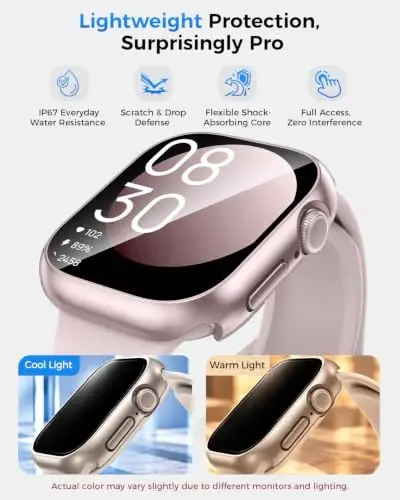 Goton Water-Resistant Screen Protector Case for Apple Watch 40mm SE/6/5/4 | Hard PC Case with Tempered Glass & Hollow Back Cover for SE 3/2/1 & Series 6/5/4, IP67 Waterproof & Anti-Fog Sensitive Touch - 6