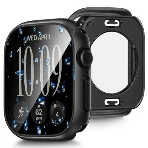 Goton Water-Resistant Screen Protector Case for Apple Watch 42mm Series 12 | Hard PC Case with Tempered Glass & Hollow Back Cover for Series 12 42mm, IP67 Waterproof & Anti-Fog Sensitive Touch - Goton