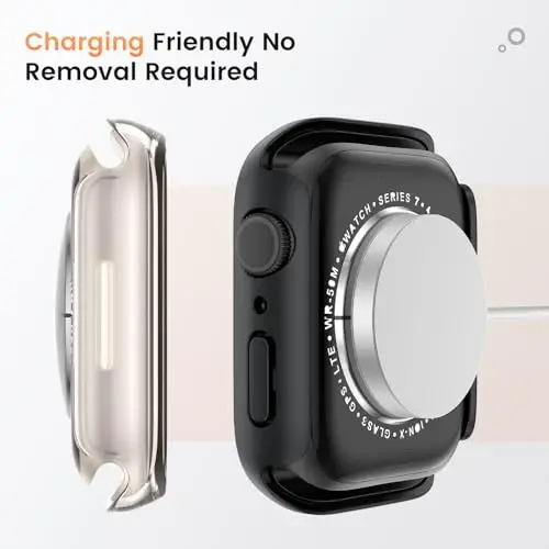 Goton Waterproof Privacy Case for Apple Watch Screen Protector, Anti-Spy Tempered Glass Film Apple Watch Cover Hard PC Case Bumper for iWatch Series 10, 46mm ClearBlack - 6