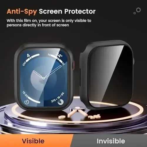 Goton Waterproof Privacy Case for Apple Watch Screen Protector, Anti-Spy Tempered Glass Film Apple Watch Cover Hard PC Case Bumper for iWatch Series 9/8/7, 41mm BlackBlack - 6