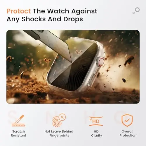 Goton Waterproof Privacy Case for Apple Watch Screen Protector, Anti-Spy Tempered Glass Film iWatch Cover Hard PC Case Bumper for Apple Watch Series 11/10, 42mm Clear - 5