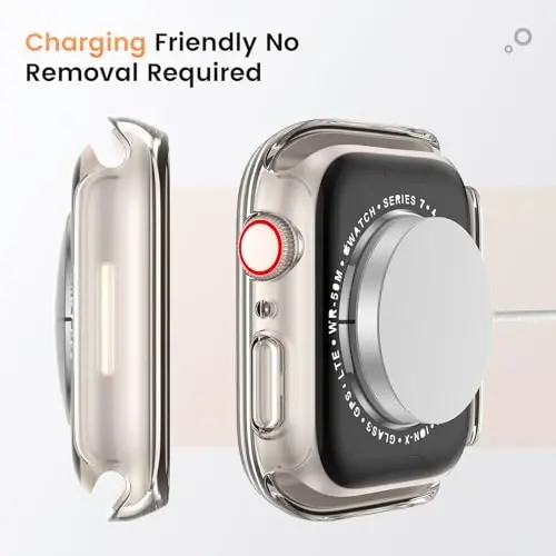Goton Waterproof Privacy Case for Apple Watch Screen Protector, Anti-Spy Tempered Glass Film iWatch Cover Hard PC Case Bumper for Apple Watch Series 11/10, 42mm Clear 