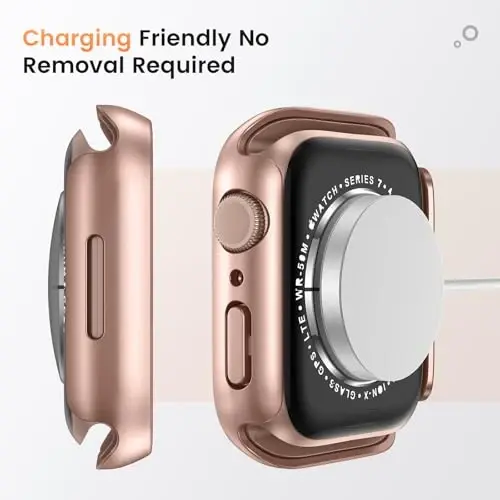 Goton Waterproof Privacy Case for Apple Watch Screen Protector, Anti-Spy Tempered Glass Film iWatch Cover Hard PC Case Bumper for Apple Watch Series 11/10, 42mm RoseGold 