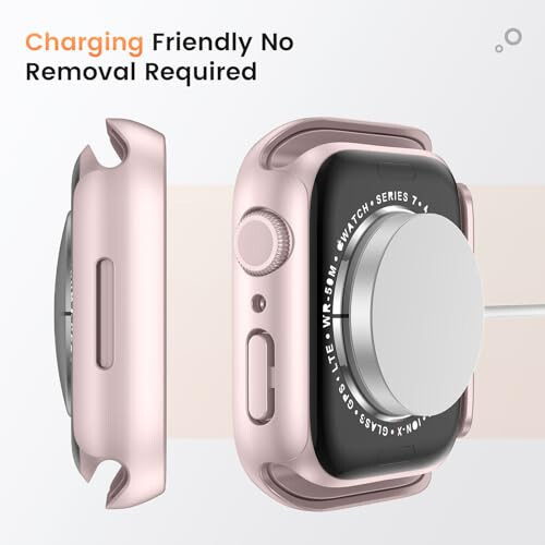 Goton Waterproof Privacy Case for Apple Watch Series 9 8 7 6 5 4 SE Ultra 40mm 44mm 41mm 45mm 49mm, Hard PC Bumper Tempered Glass Screen Protector for iWatch Cover Accessories, 41mm ClearPink - 6