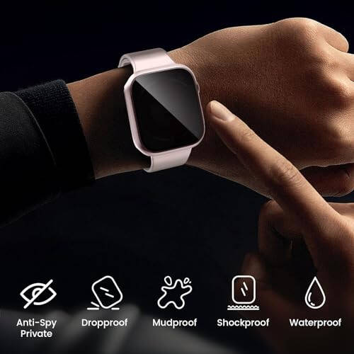 Goton Waterproof Privacy Case for Apple Watch Series 9 8 7 6 5 4 SE Ultra 40mm 44mm 41mm 45mm 49mm, Hard PC Bumper Tempered Glass Screen Protector for iWatch Cover Accessories, 41mm ClearPink - 1