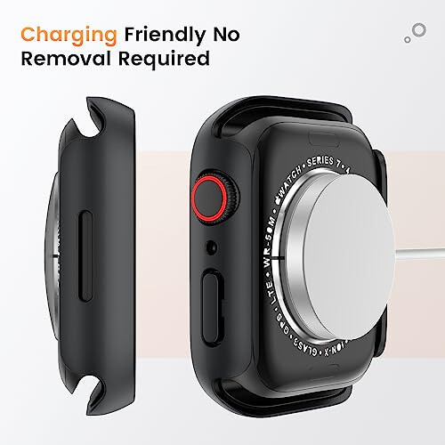 Goton Waterproof Privacy Case for Apple Watch Series 9 8 7 6 5 4 SE Ultra 40mm 44mm 41mm 45mm 49mm, Hard PC Bumper Tempered Glass Screen Protector for iWatch Cover Accessories, 44mm BlackBlack - 5