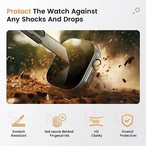 Goton Waterproof Privacy Case for Apple Watch Ultra 2 2024 Ultra 2 Ultra 49mm, Hard PC Bumper Tempered Glass Screen Protector for iWatch Cover Accessories, 49mm TitaniumTitanium - 4