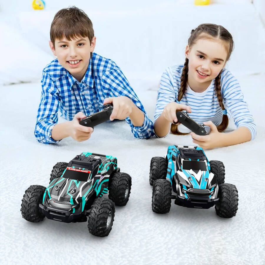 Goutoday masofadan boshqariladigan avtomobillar, 1:16 RC avtomobillar, 25Km/soat Monster yuk mashinasi, LED chiroqlari va tumanlanishi, O'g'il bolalar, bolalar va kattalar uchun o'yinchoqlar yashil. - 7