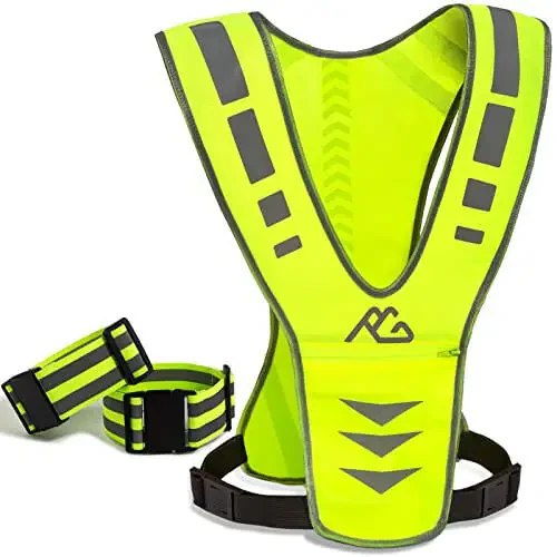 GoxRunx Reflective Running Vest Gear with Reflective Bands for Women Men Safety Reflective Vest for Walking Running Cycling at Night - 1
