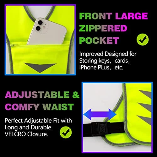GoxRunx Reflective Running Vest Gear with Reflective Bands for Women Men Safety Reflective Vest for Walking Running Cycling at Night - 3