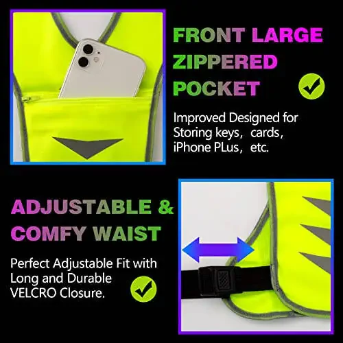 GoxRunx Reflective Running Vest Gear with Reflective Bands for Women Men Safety Reflective Vest for Walking Running Cycling at Night - 3